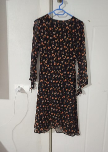 Siyah V Yaka Bohem Midi Elbise - Görsel 6