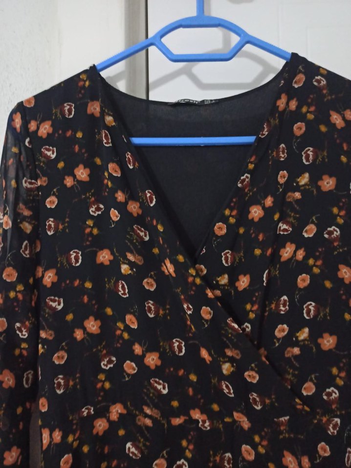 Siyah V Yaka Bohem Midi Elbise - Görsel 5