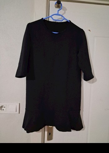 Siyah Kısa Kollu Midi Kadın Tişört - Görsel 2