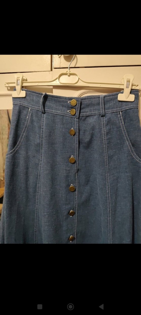 kot görünümlü kumaş, mevsimlik etek. Düğmeli Bol Kesim Uzun etek - Görsel 3