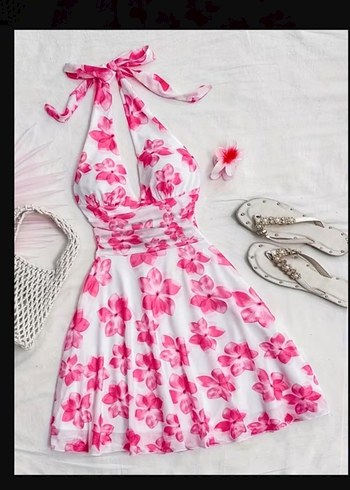 pembe çiçekli elbise - Görsel 2