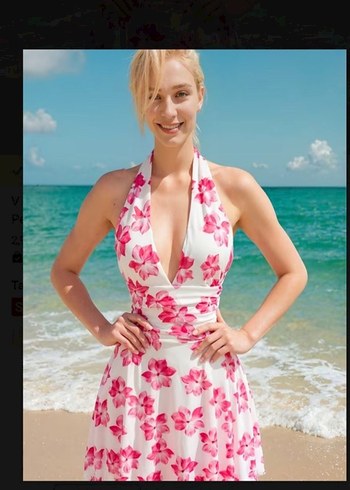 pembe çiçekli elbise - Görsel 5