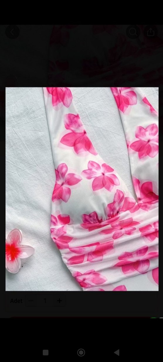 pembe çiçekli elbise - Görsel 4