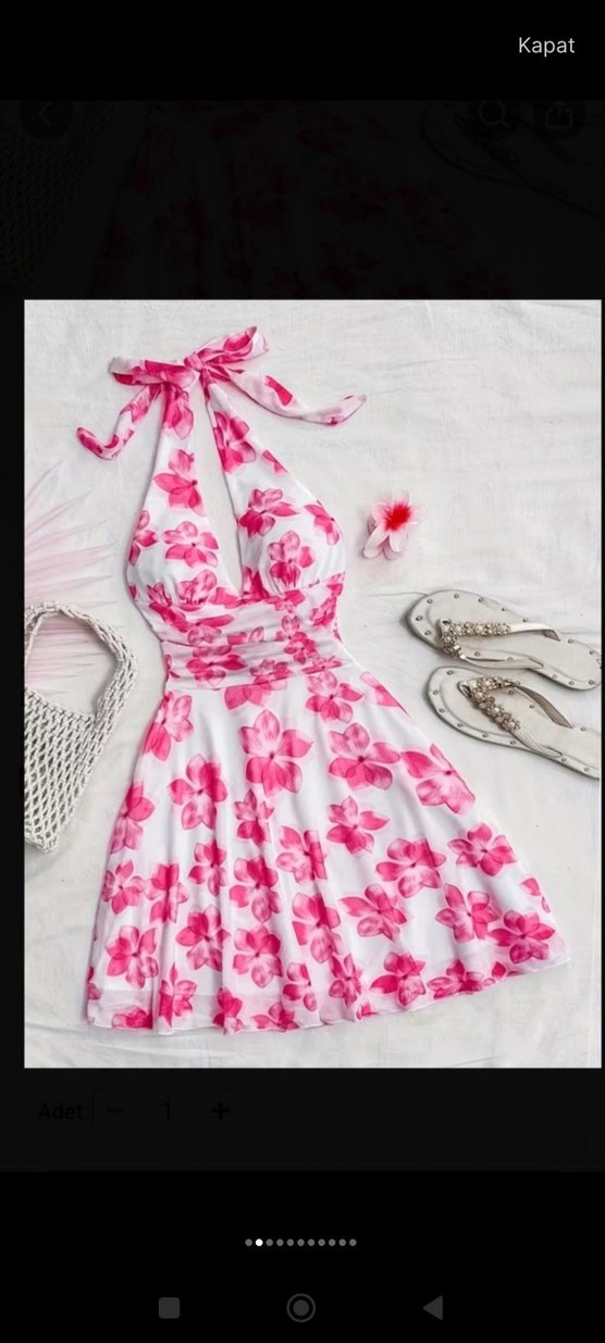 pembe çiçekli elbise - Görsel 2