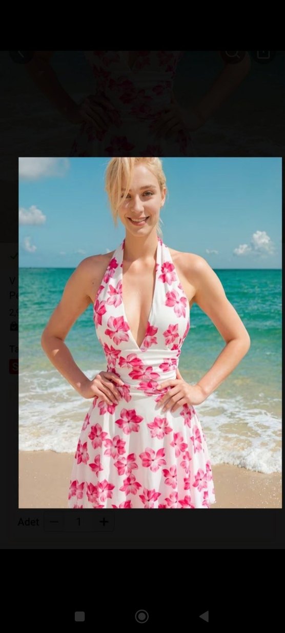 pembe çiçekli elbise - Görsel 5