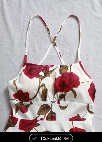 kırmızı Çiçek Desenli Beyaz Mini Elbise - Görsel 5