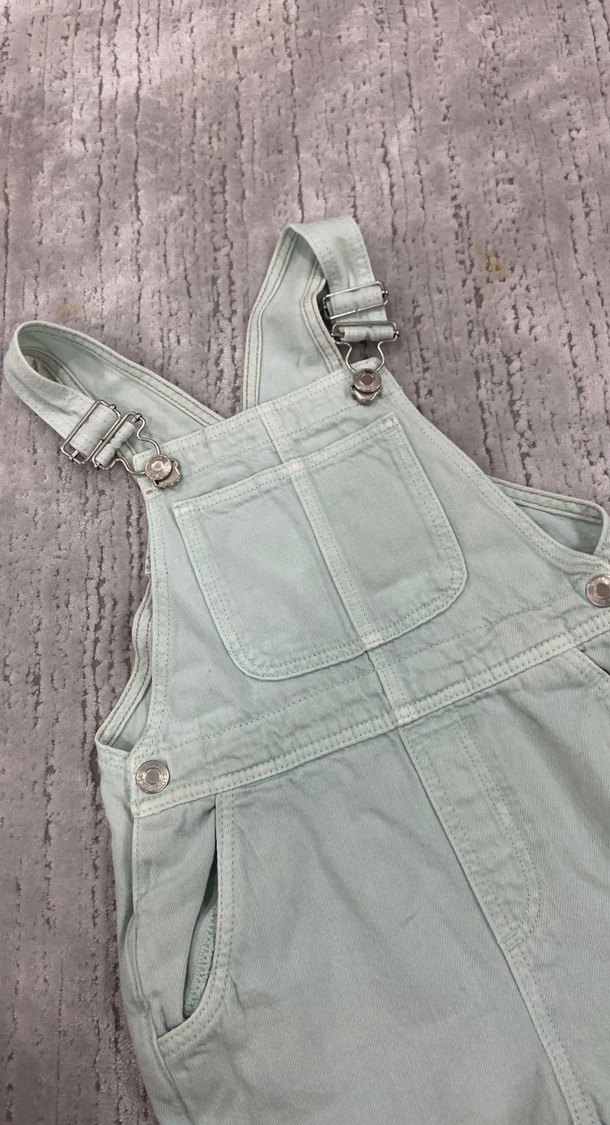 Bebek zara  Yeşil Denim Kısa Salopet - Görsel 4