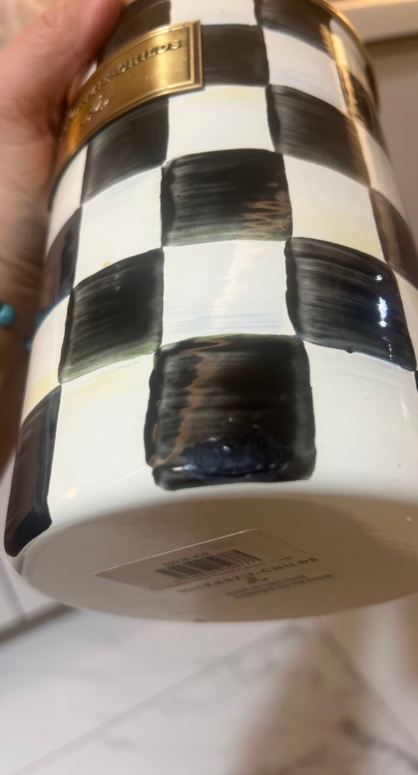 Mackenzie-Childs Desenli Seramik Saklama Kabı large boy defolu - Görsel 2