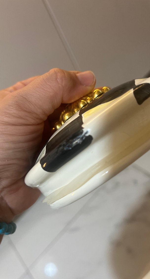 Mackenzie-Childs Desenli Seramik Saklama Kabı large boy defolu - Görsel 5