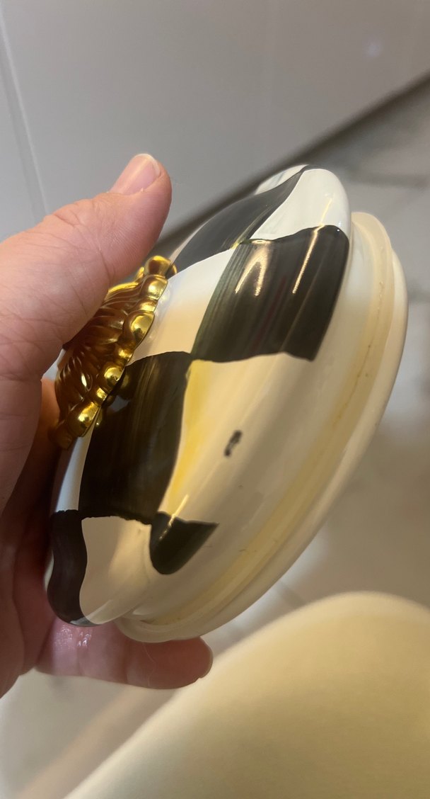 Mackenzie-Childs Desenli Seramik Saklama Kabı large boy defolu - Görsel 4