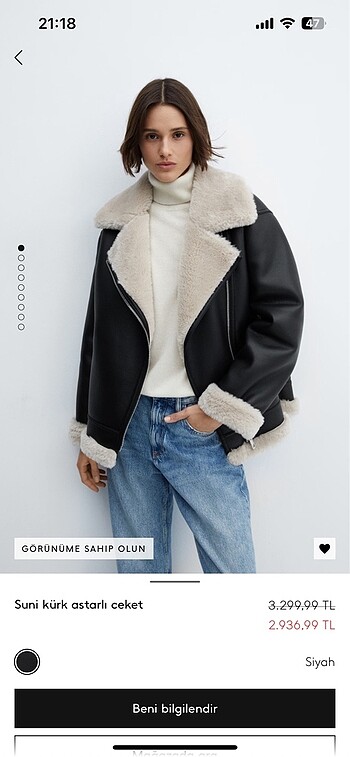 Mango L beden biker mont