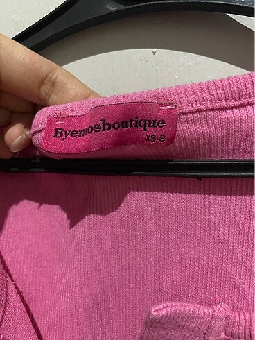 s Beden Pembe crop fitilli kumaş tshirt