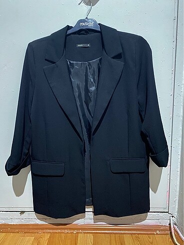 Siyah blazer ceket yarım kollu