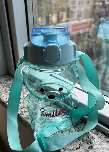 Renkli Ayı Figürlü Mavi Çocuk Matara - Görsel 5