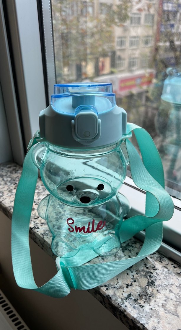 Renkli Ayı Figürlü Mavi Çocuk Matara - Görsel 5