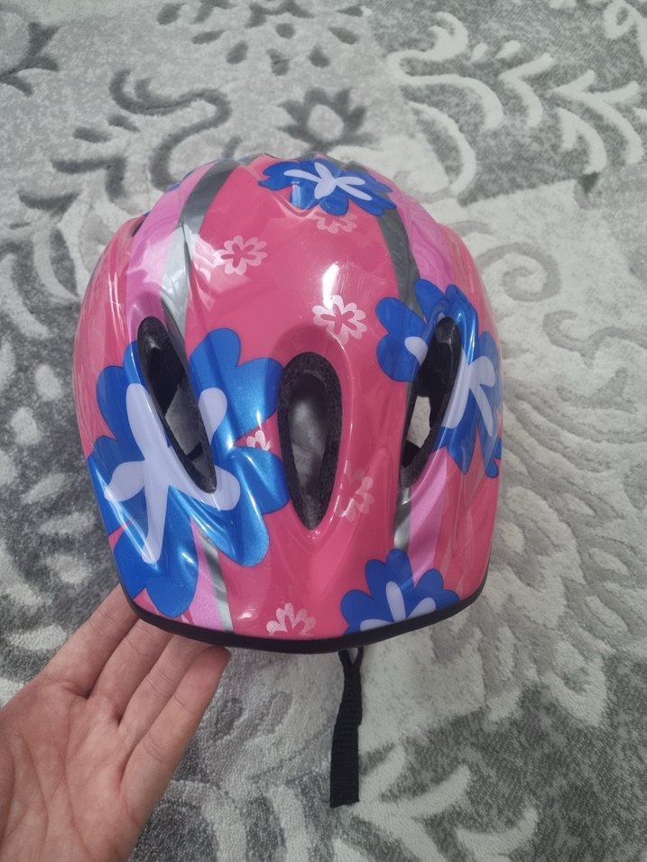 Renkli Desenli Pembe Bisiklet Kaskı - Görsel 2