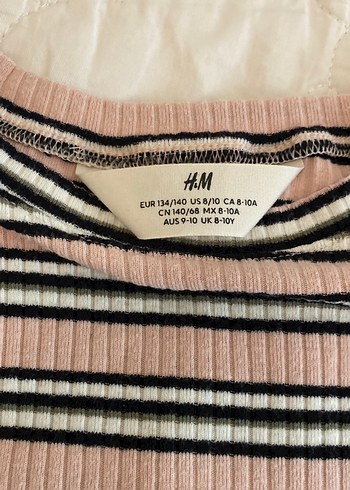 Pembe Çizgili Kısa Kollu Triko Tişört - Görsel 2