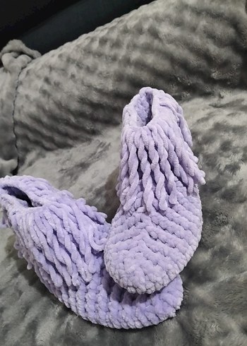 Bohem Tarz Mor Örgü Kız Ev Terliği - Görsel 2