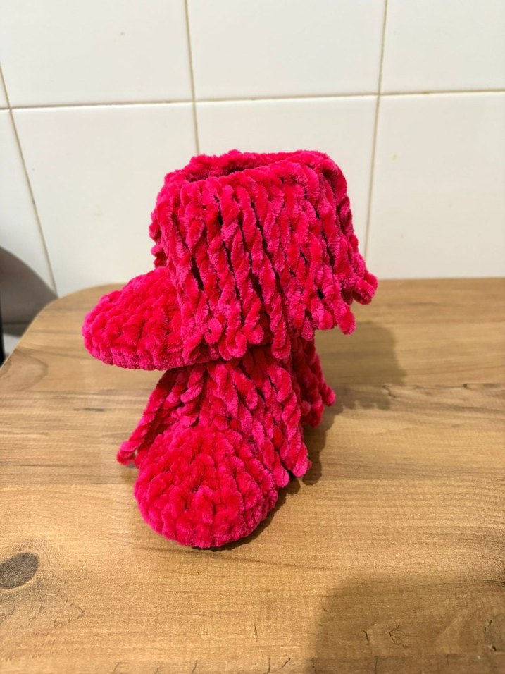 Renkli Pembe Örgü Kız Çocuk Ev Terliği - Görsel 2