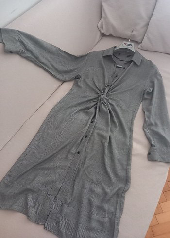 Gri Uzun Kollu Günlük  Elbise - Görsel 4