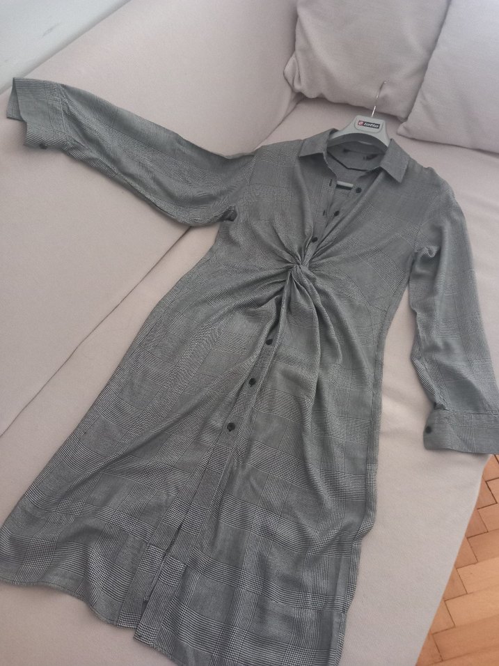 Gri Uzun Kollu Günlük  Elbise - Görsel 4