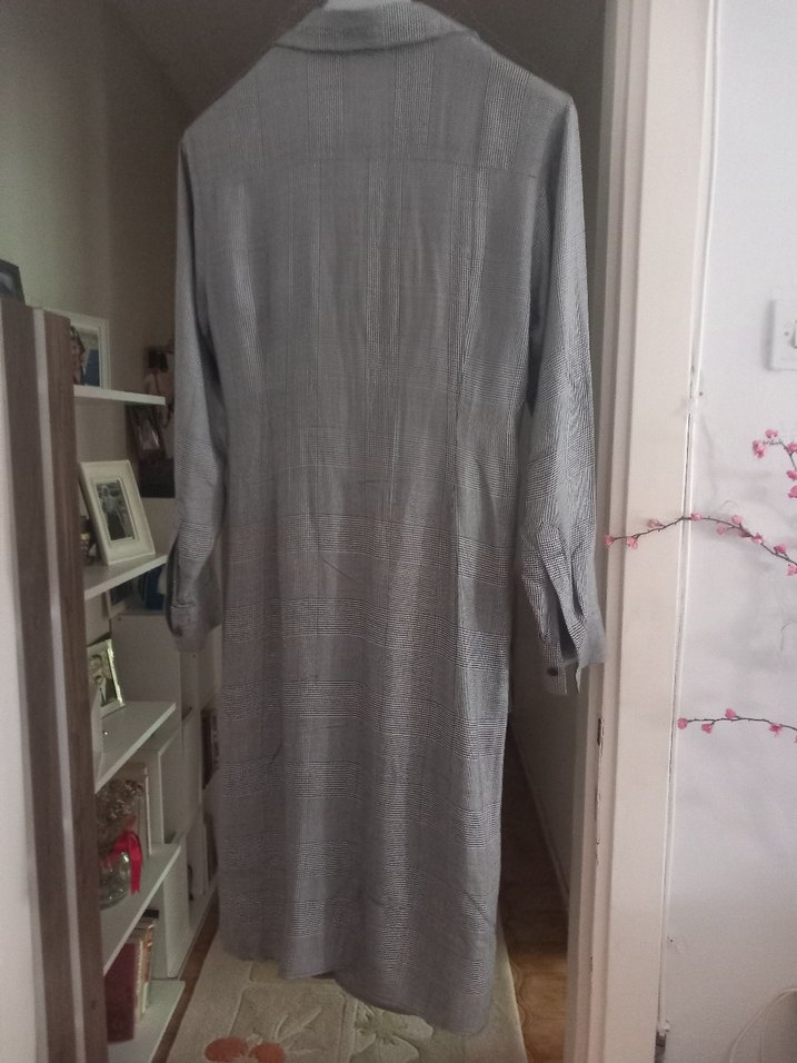 Gri Uzun Kollu Günlük  Elbise - Görsel 3