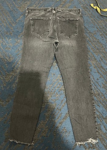 Gri Batik Desenli Midi Kadın Kot Pantolon - Görsel 6