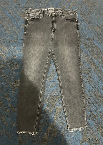 Gri Batik Desenli Midi Kadın Kot Pantolon - Görsel 2