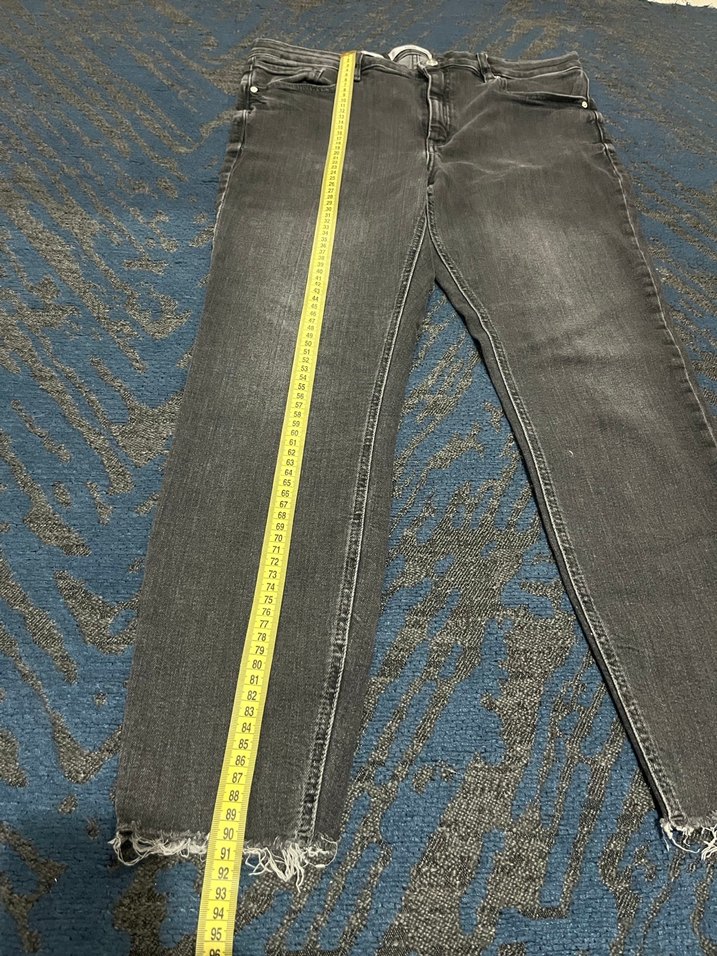 Gri Batik Desenli Midi Kadın Kot Pantolon - Görsel 4