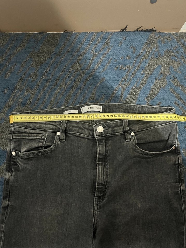 Gri Batik Desenli Midi Kadın Kot Pantolon - Görsel 5