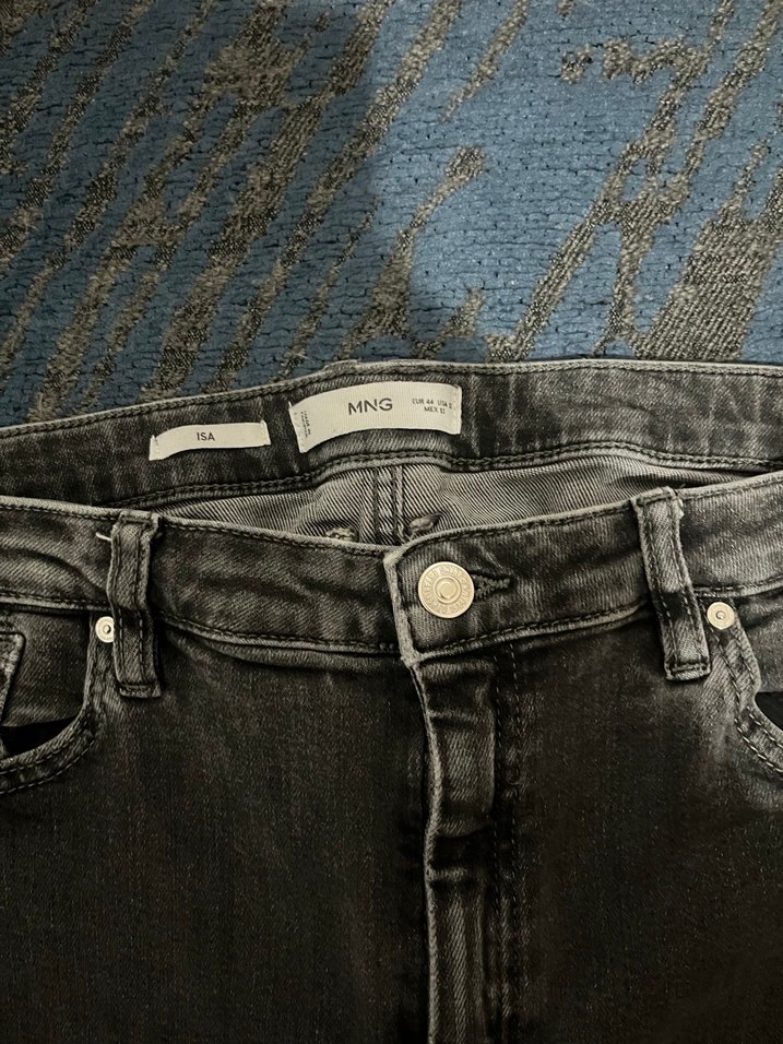 Gri Batik Desenli Midi Kadın Kot Pantolon - Görsel 3