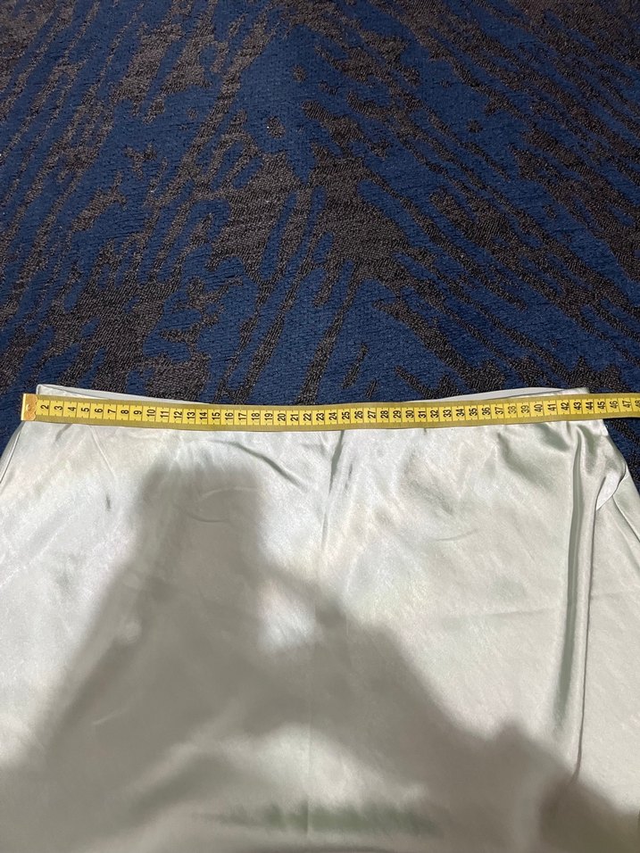 Çağla yeşili Saten Midi Etek, Salaş Kesim - Görsel 5