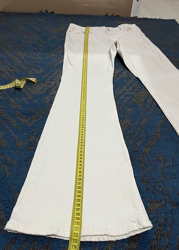 Beyaz Kadın Denim Midi Pantolon - Görsel 4