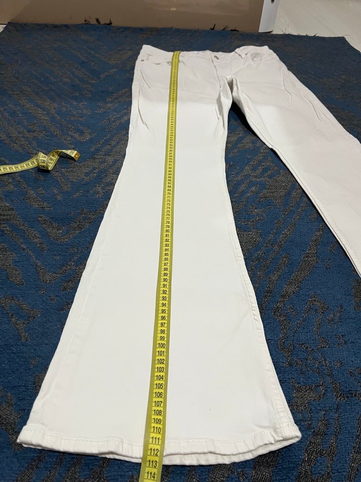 Beyaz Kadın Denim Midi Pantolon - Görsel 4