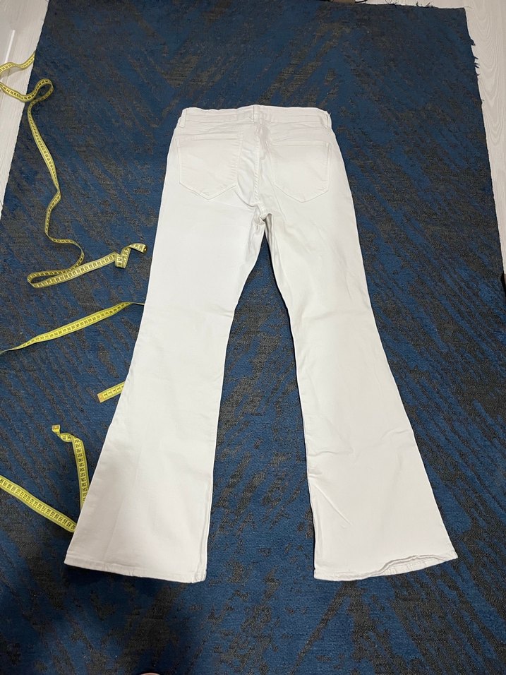 Beyaz Kadın Denim Midi Pantolon - Görsel 5