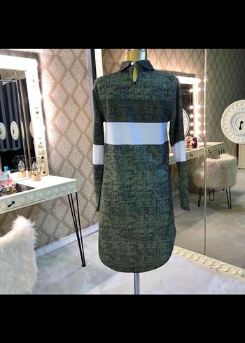 Uzun Kollu haki Kadın Triko Tunik - Görsel 2