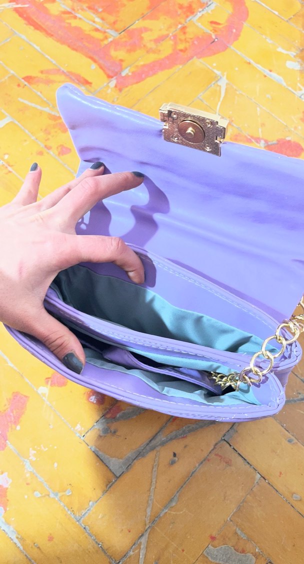 Lila Zincir Detaylı Kadın Çanta - Görsel 2