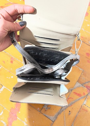 Gri Deri Kadın Çapraz Çanta - Görsel 2