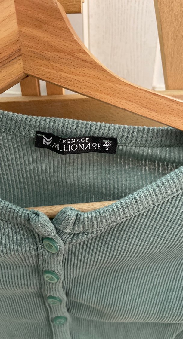 Düğmeli yeşil Kadın İnce Triko - Görsel 2