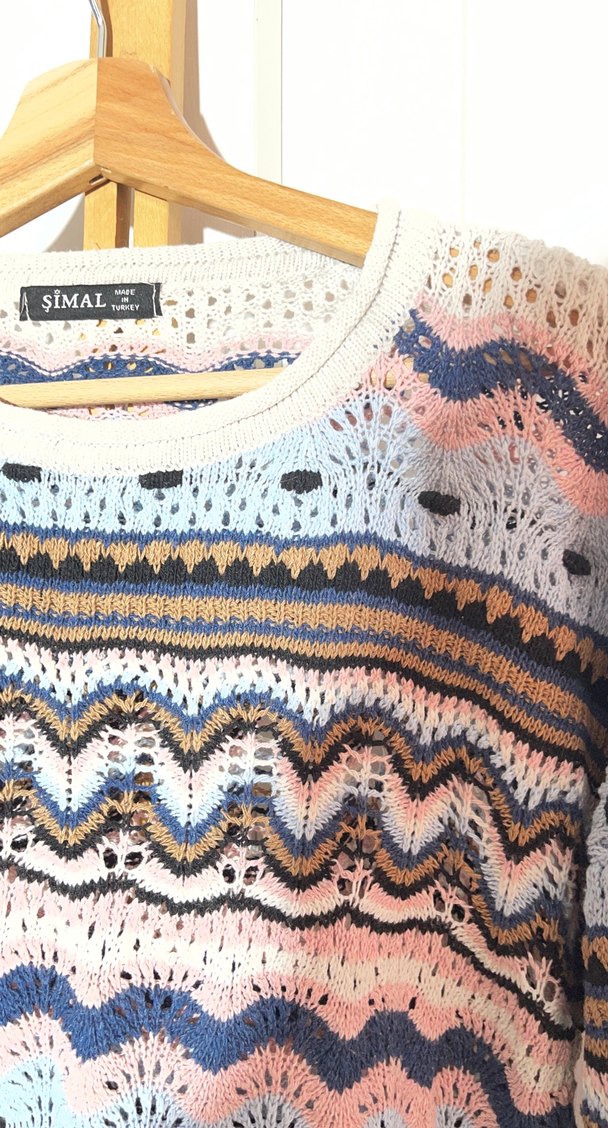 Bohem Çok Renkli Örgü Kadın Kazak - Görsel 2