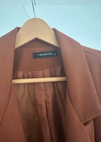Trendyol & Milla Düğmeli Kahverengi Kadın Blazer Ceket