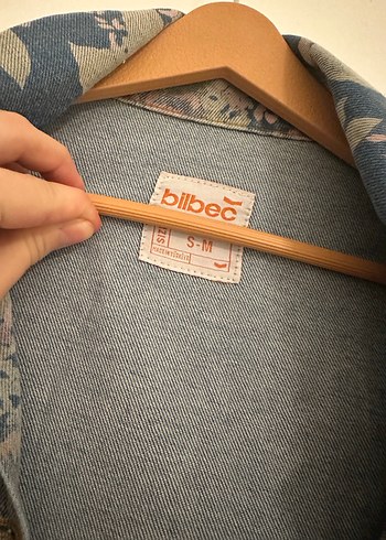 Diğer Çiçek Desenli Düğmeli Mavi Denim Ceket