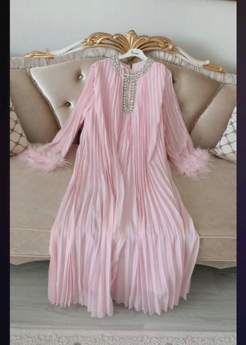 Zara Pembe Pilili Uzun Kollu Kadin Elbise