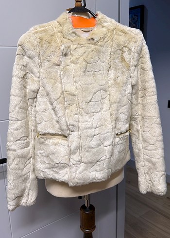 Kürk Detaylı Beyaz Kadın Ceket - Görsel 6