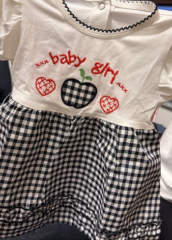 Beyaz Kız Bebek Kısa Kollu Elbise ve alt çamaşırı - Görsel 5