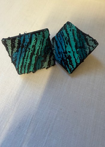 Tasarım Pilili Turkuaz  Küpe - Görsel 2