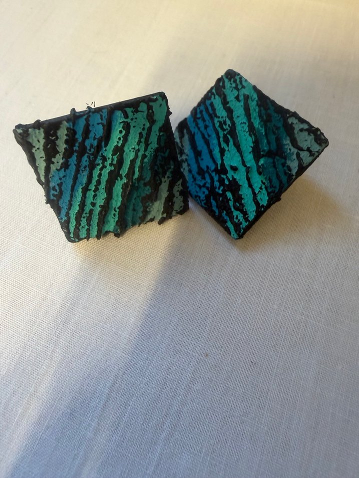 Tasarım Pilili Turkuaz  Küpe - Görsel 2