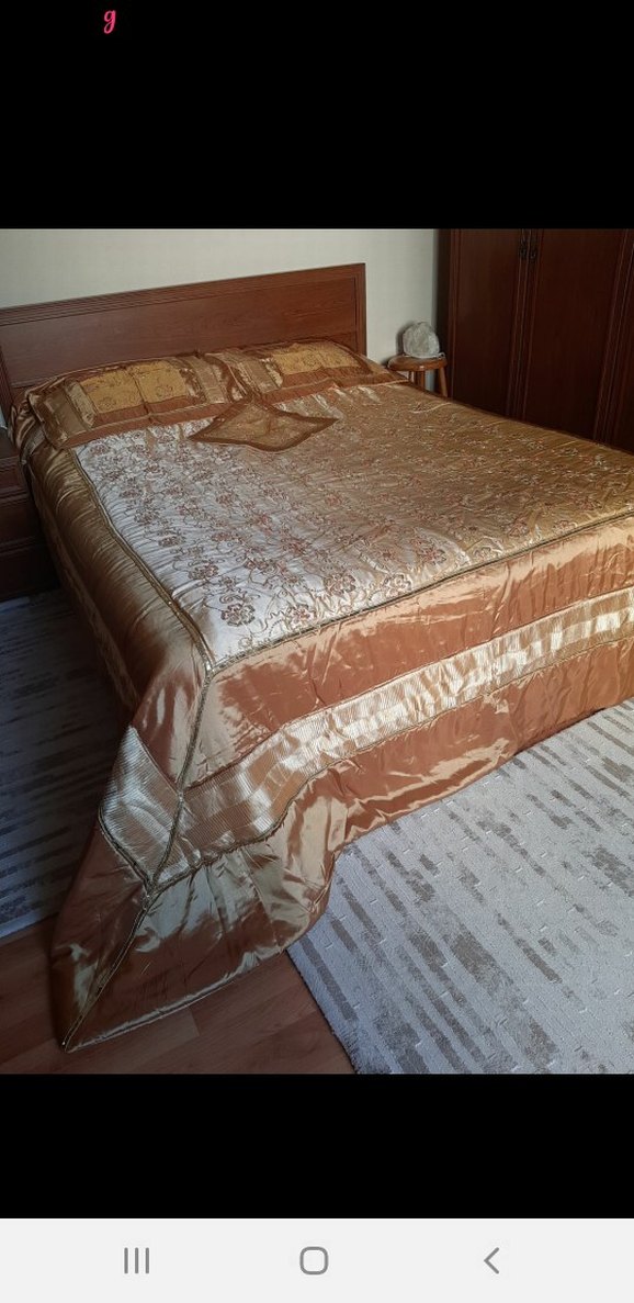 nakışlı pullu boncuk İşlemeli saten Yatak Örtüsü - Görsel 2