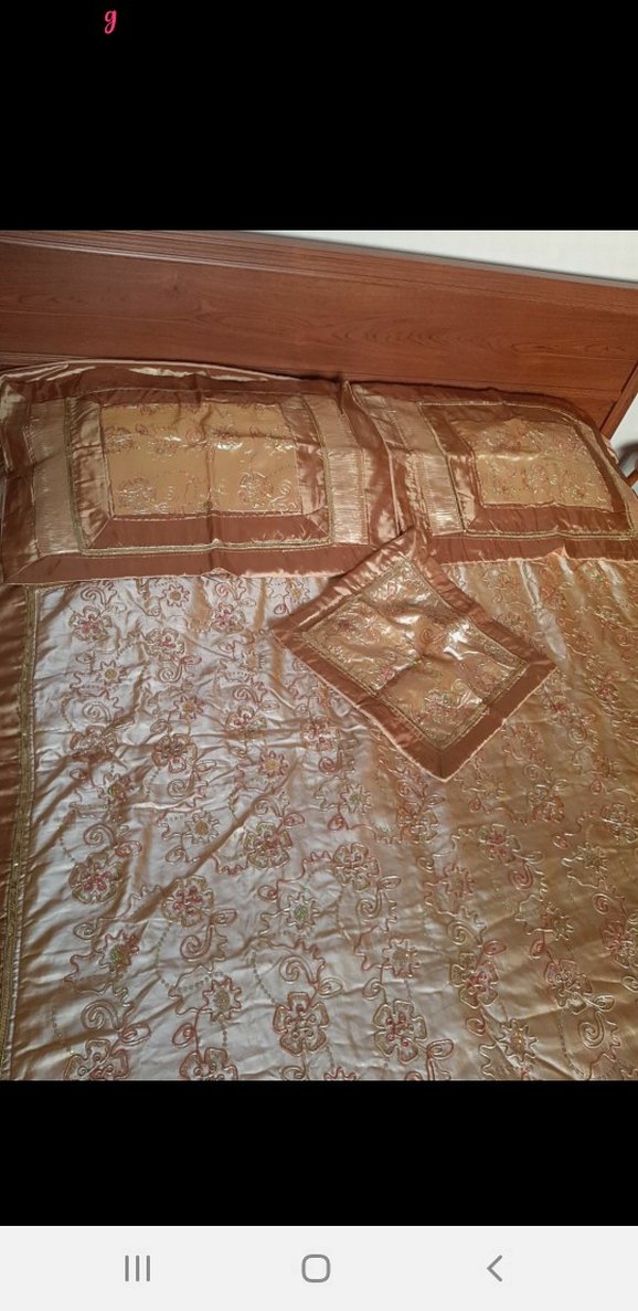 nakışlı pullu boncuk İşlemeli saten Yatak Örtüsü - Görsel 3