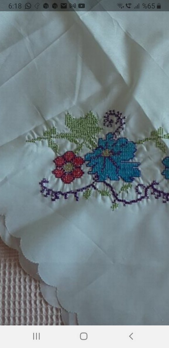 Nakışlı Beyaz ceyizlik bohça - Görsel 4